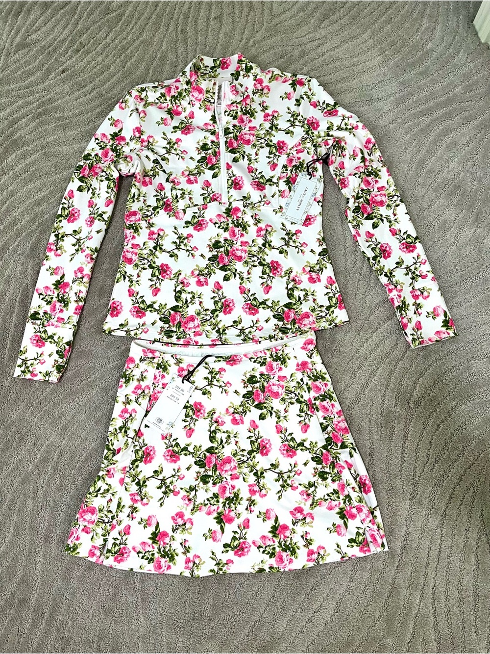 NEW Elegant Laura Ashley White Floral Golf & Tennis Set with Pink Roses
